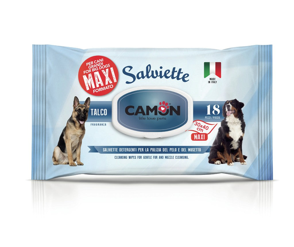 Camon Salviette Maxi al Talco per Cani Grandi - 18pz Camon Salviette Maxi al Talco per Cani Grandi - 18pz